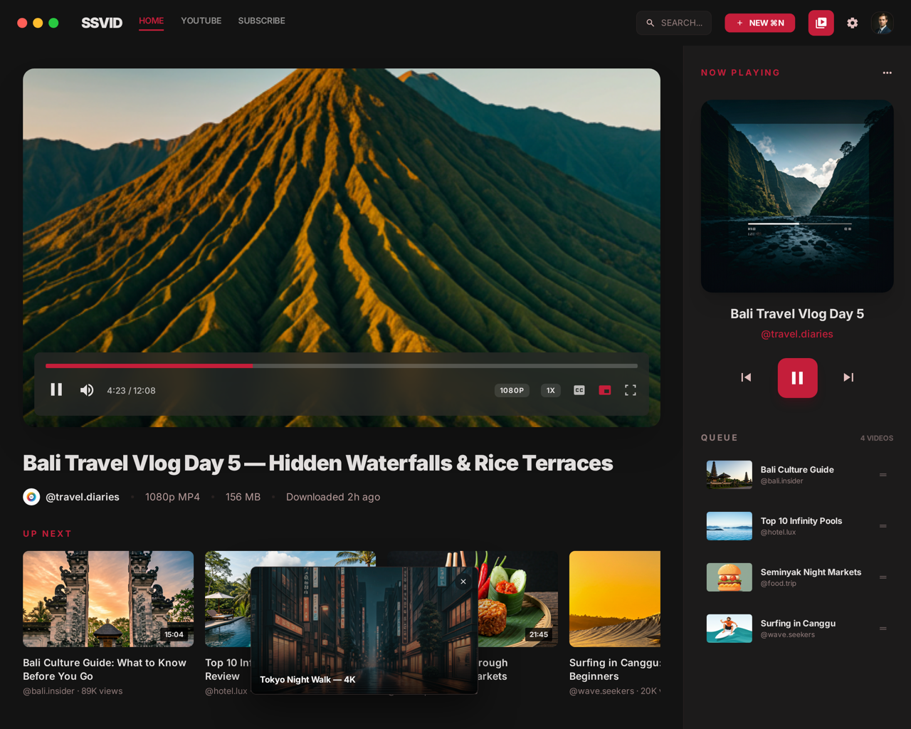 Trình phát video tích hợp SSvid với Picture-in-Picture và hàng đợi
